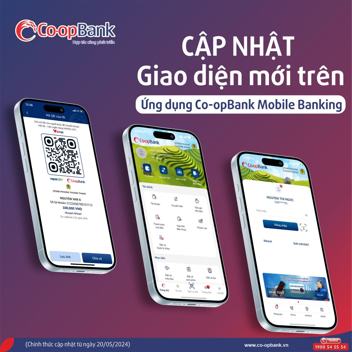 Hình ảnh: Cập nhật giao diện mới trên ứng dụng Co-opBank Mobile Banking số 1