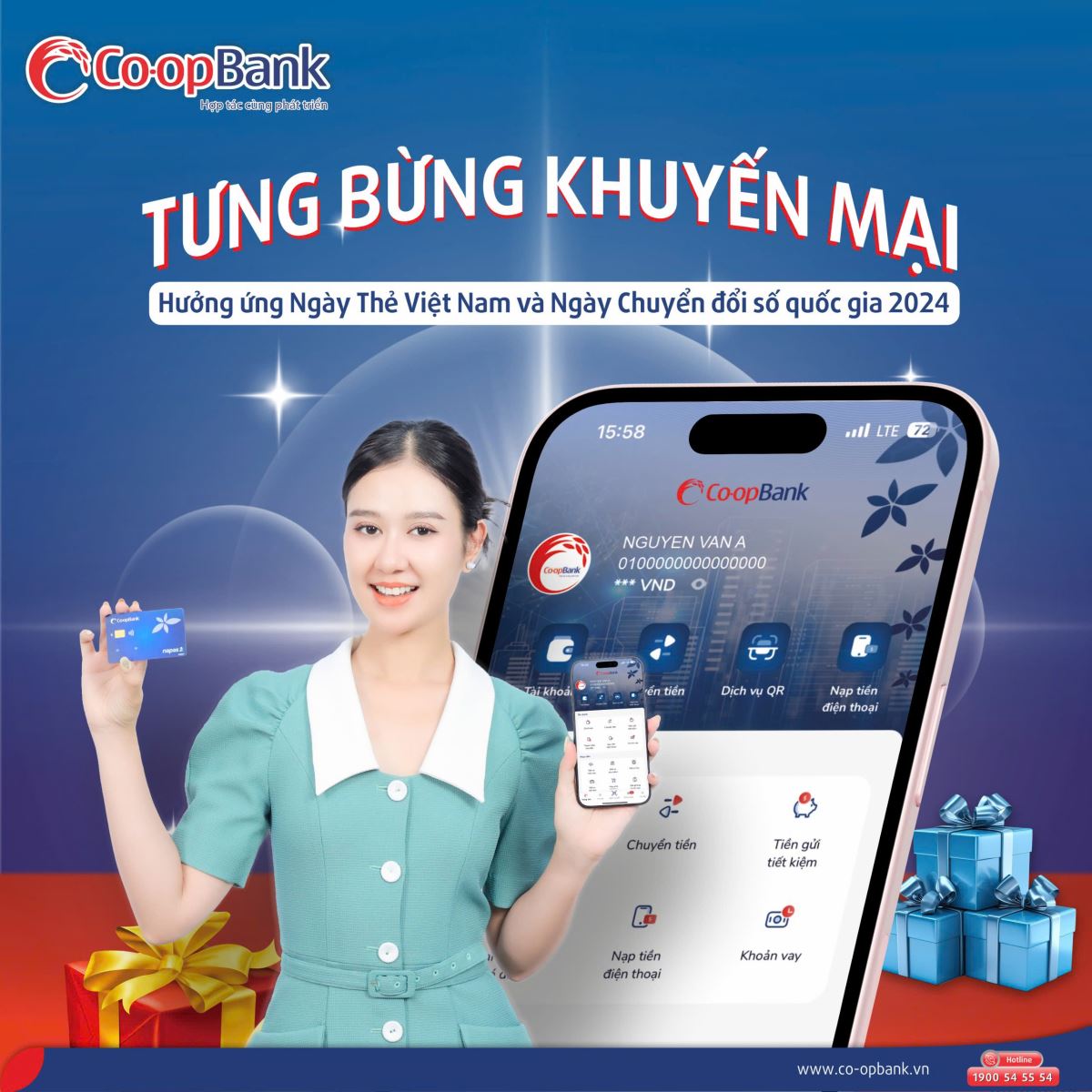 Hình ảnh: Tưng bừng cùng chuỗi khuyến mại của Co-opBank hưởng ứng Ngày Chuyển đổi số quốc gia và Ngày Thẻ Việt Nam 2024 số 1