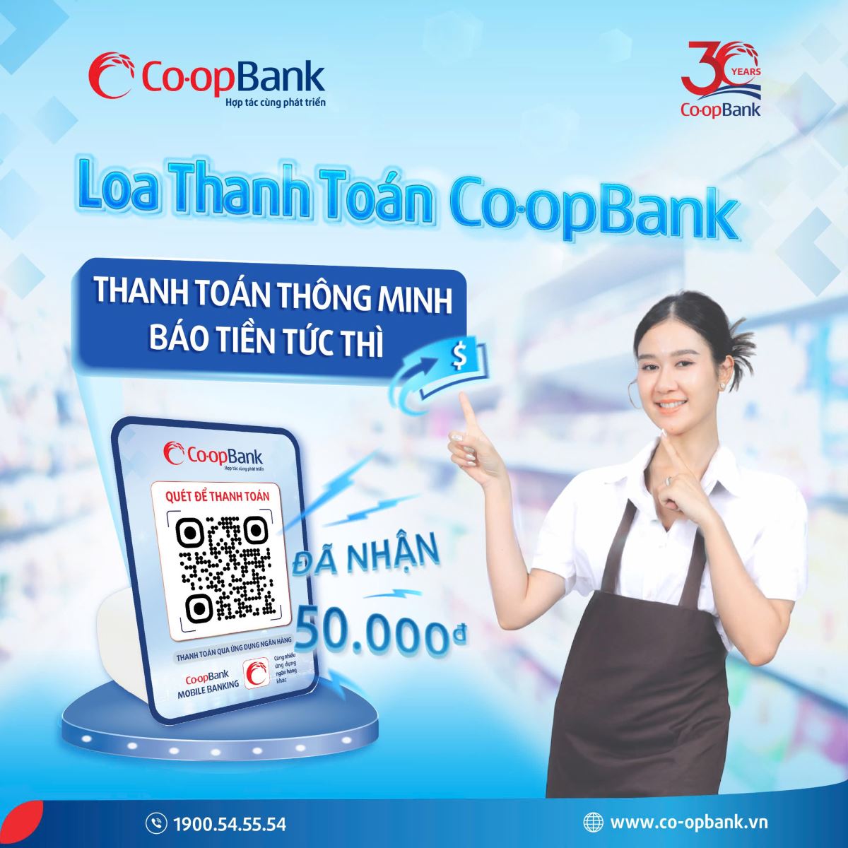 Hình ảnh: Co-opBank triển khai dịch vụ thông báo biến động số dư qua loa thanh toán số 1