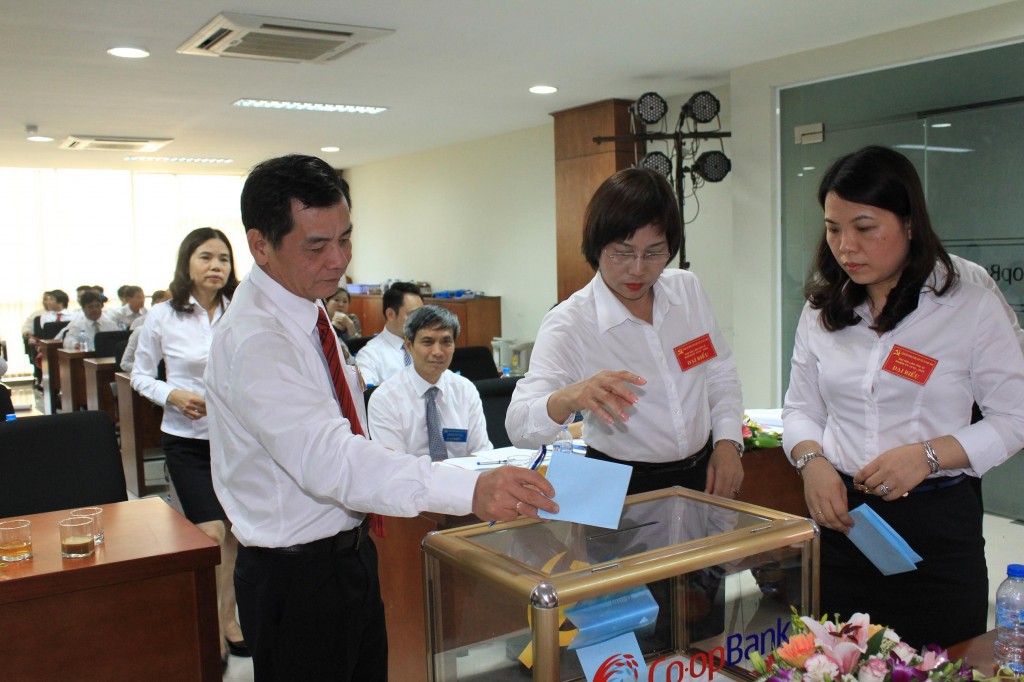 Các đại biểu tham gia bầu BCH Đảng bộ Ngân hàng Hợp tác nhiệm kỳ 2015 -2020