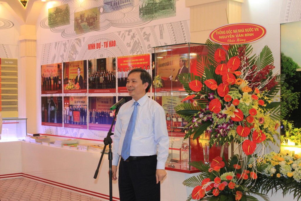 Phó Thống đốc NHNN Việt Nam Đào Minh Tú phát biểu khai trương Gian triển lãm thành tựu ngành Ngân hàng