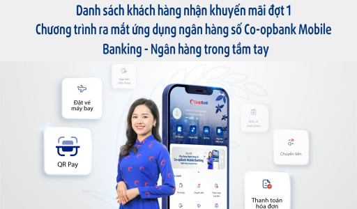 Danh sách khách hàng nhận ưu đãi Đợt 1  chương trình “Ra mắt ứng dụng Ngân hàng số – Co-opBank Mobile Banking”