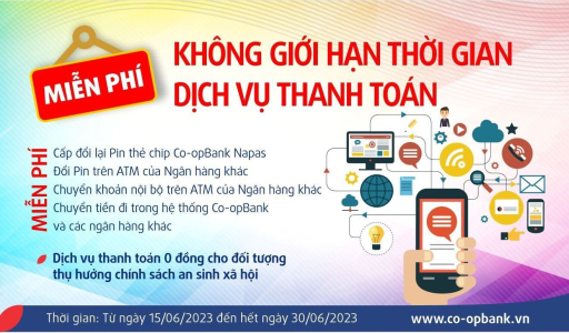Co-opBank miễn phí không giới hạn thời gian dịch vụ thanh toán