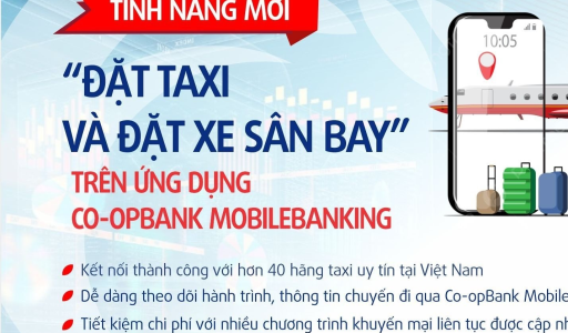 “Đặt taxi và đặt xe sân bay” cùng Co-opBank Mobile Banking