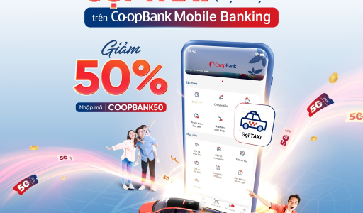 Gọi taxi trên Co-opBank Mobile Banking hưởng ưu đãi tới 50%