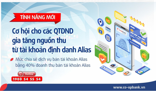 Đồng hành cùng hệ thống QTDND: Co-opBank bổ sung chia sẻ doanh thu dịch vụ tài khoản định danh Alias với các QTDND