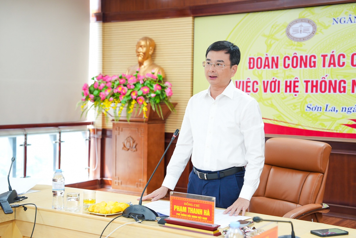 Phó Thống đốc Phạm Thanh Hà phát biểu tại buổi làm việc